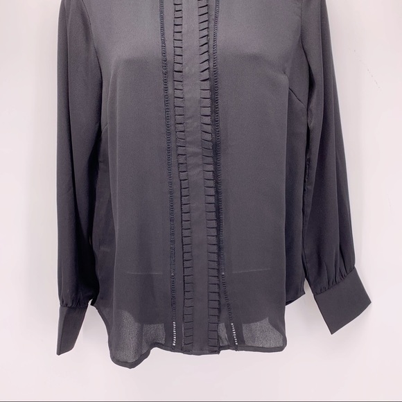 Ann Taylor Black Button Down Victorian Blouse - Picture 5 of 6